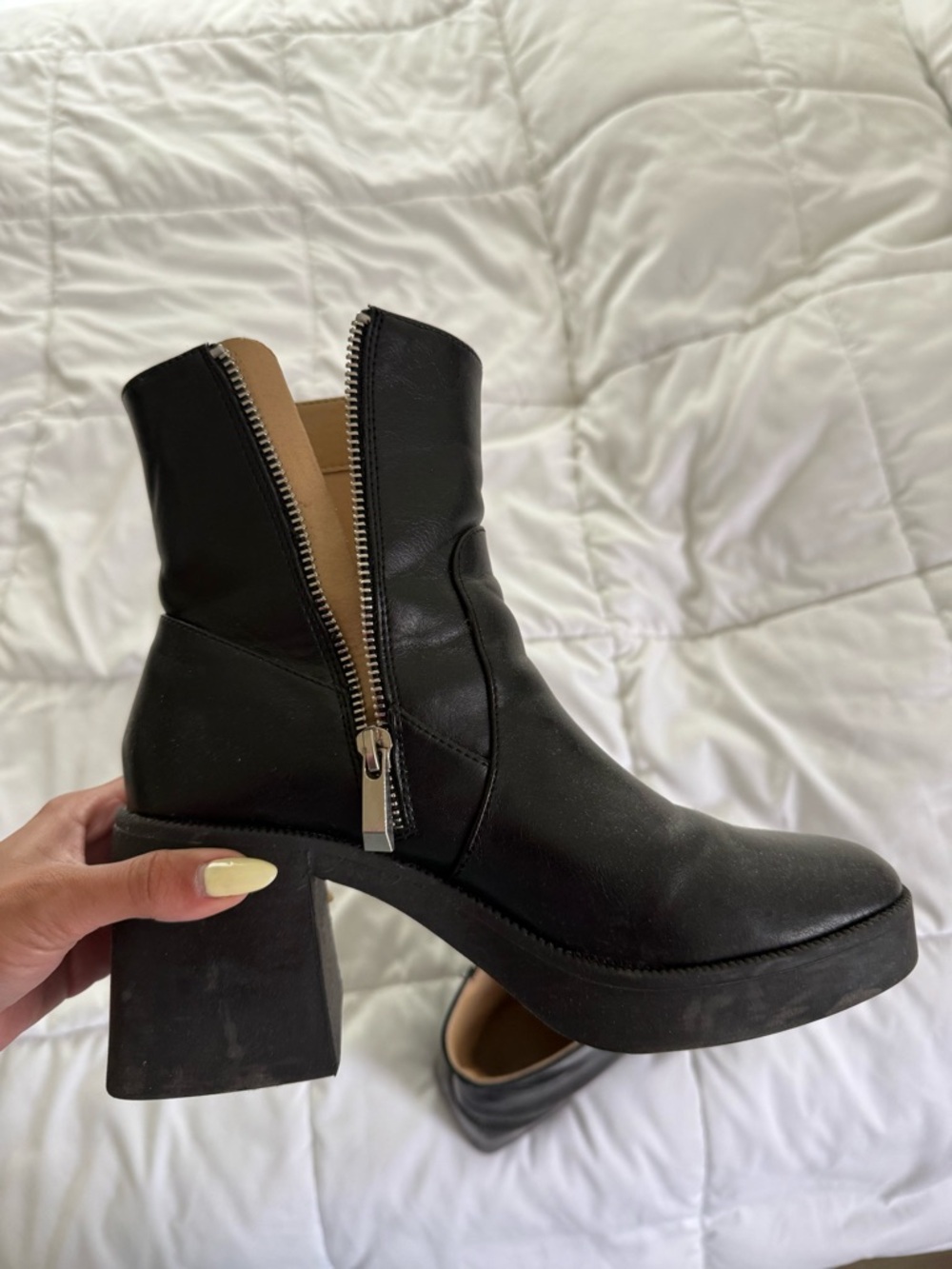 Princess Polly Black Chunky Zipper Platform Ankle Boots